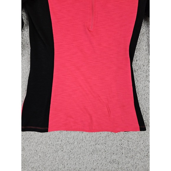 Under Armour Coldgear 1/4 Zip Jacket Womens Small Fitted Pink & Black Thumbholes - Picture 3 of 13